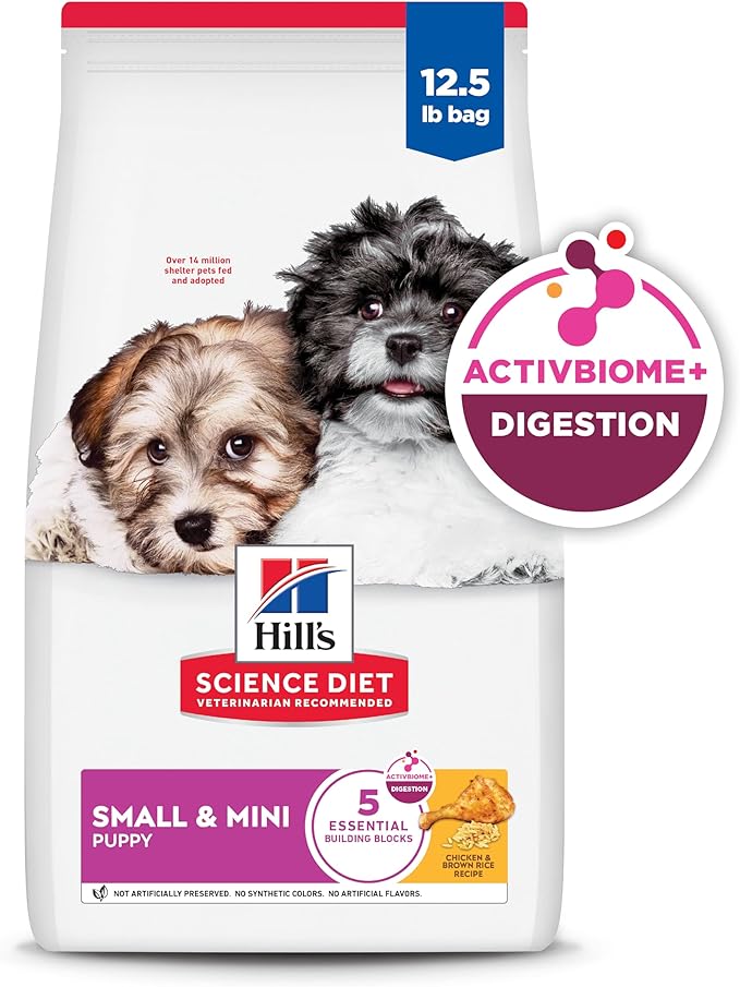 Hill's Science Diet Puppy Small & Mini Breeds Dry Dog Food, Chicken & Barley, 12.5 lb Bag