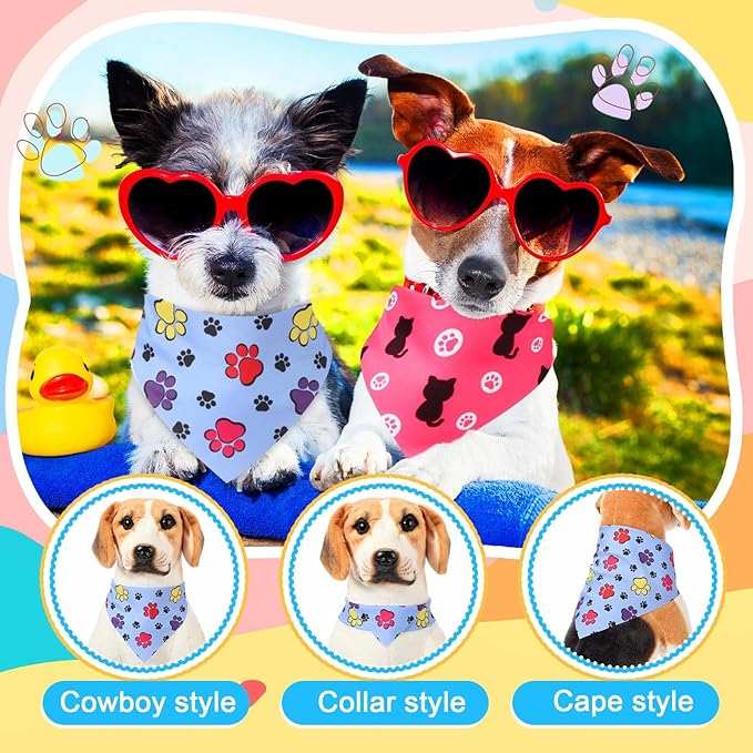 108 Pcs Dog Bandanas Bulks Bone Paw Adjustable Bow Ties for Dogs Washable Bowknot Reversible Triangle Scarf Kerchief for Large Small Medium Pet Cat Holiday Grooming Outfit