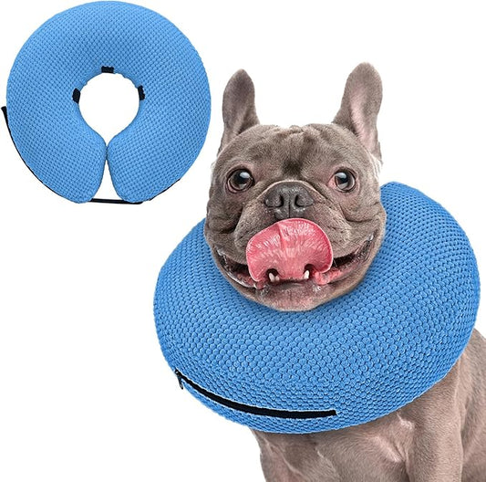 Supet Inflatable Dog Cone Collar for Dogs to Stop Licking, Dog Donut Collar After Surgery, Soft Pet Cone for Small Medium Large Dogs Blue 02 XS
