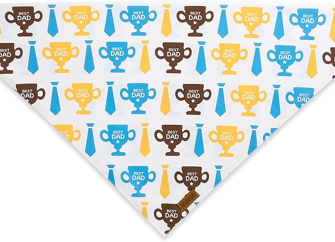 Fathers Day Dog Bandanas - 2 Pack Reversible I Love My Dad Pet Scarf for Boy and Girl | Premium Durable Fabric | Adjustable Bandana for Small Medium Large and Extra Large Dogs (X-Large)