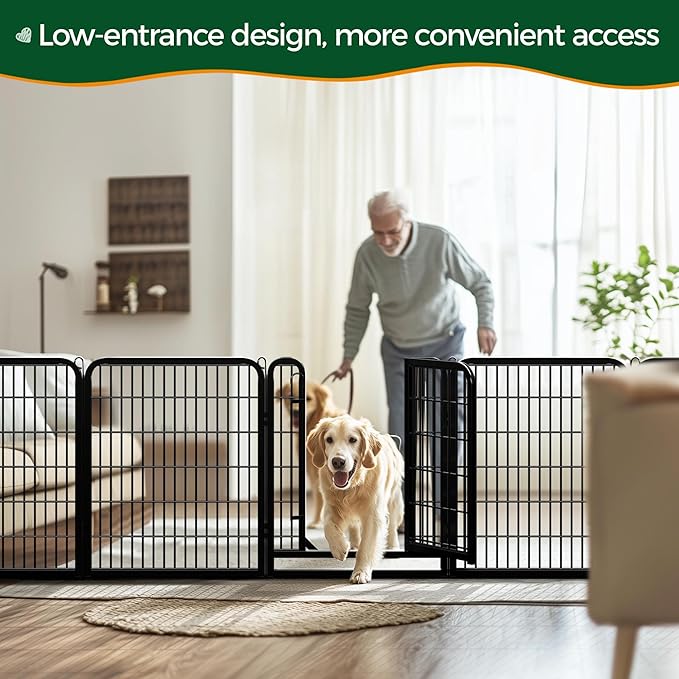Yaheetech Dog Playpen Outdoor, 32 inch 12 Panels Dog Pen Indoor Heavy Duty Puppy Exercise Pen Metal Pet Fence for RV Camping/Yard/Garden