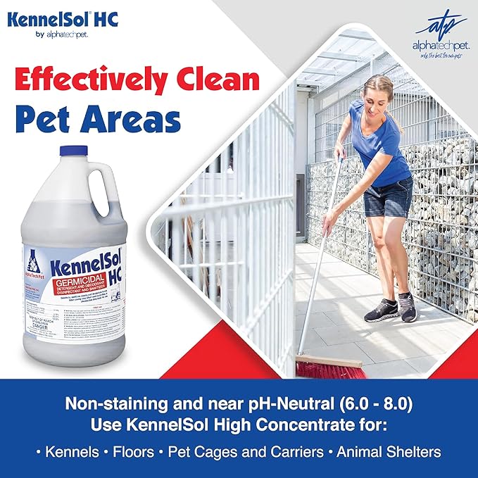 KennelSol HC 1-Step High Concentrated Kennel Cleaner - 1 Gallon Liquid Disinfectant, Effective Against Bacteria and Viruses, Deodorizer by Alpha Tech Pet