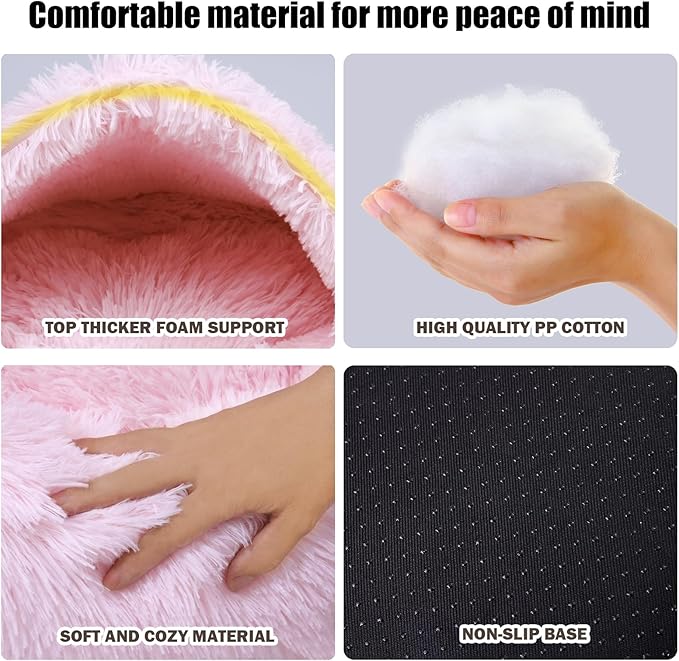 Cat Beds for Indoor Cats,Cat Cave for Puppy and Kitty,Calming Small Dog Bed for Small Dogs with Cover Cave,Cozy Warming Fluffy Washable Anti-Slip Pet Sleeping Bag(24 * 24inch,Light Pink)