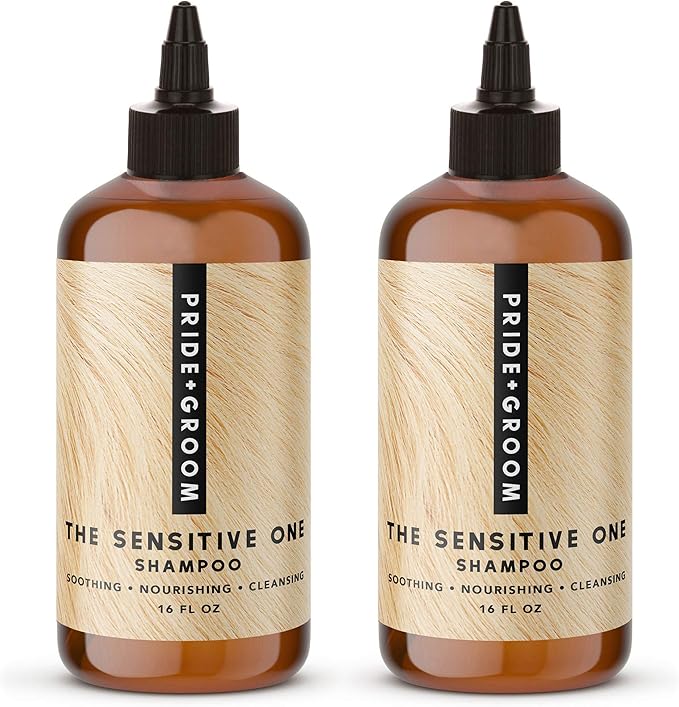 Pride and Groom The Sensitive One | Dog Grooming Shampoo for Puppies and Dogs with Itchy, Dry Skin| Tearless All Natural Body Wash with Essential Oils to Soothe Skin – 16oz (Pack of 2)