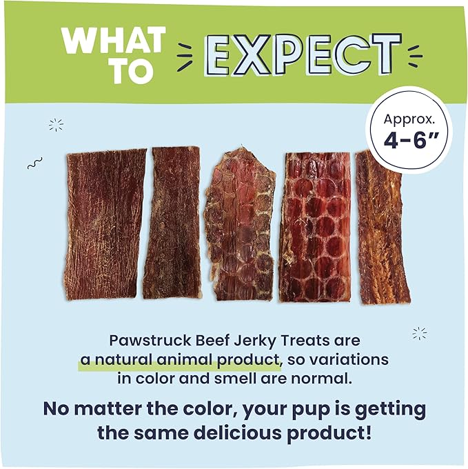 Pawstruck Premium Beef Jerky Dog Treat Chews, Medium 4"-6" Strips – Supports Hip & Joint Health, Rich in Glucosamine & Chondroitin, No Added Preservatives – 25 Count