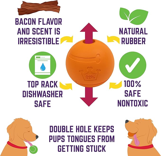 Chew King Dog 2.5 Inch Bacon Flavor Rubber Balls 3 Pack Large Breeds