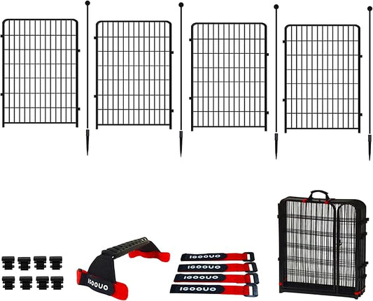 Dog Playpen Outdoor for Medium/Large Dogs 36'' High,4 Add-on Heavy Duty Dog Playpen Panels with Rustproof and Sturdy Stakes, 3ft Dog Fence for RV Camping