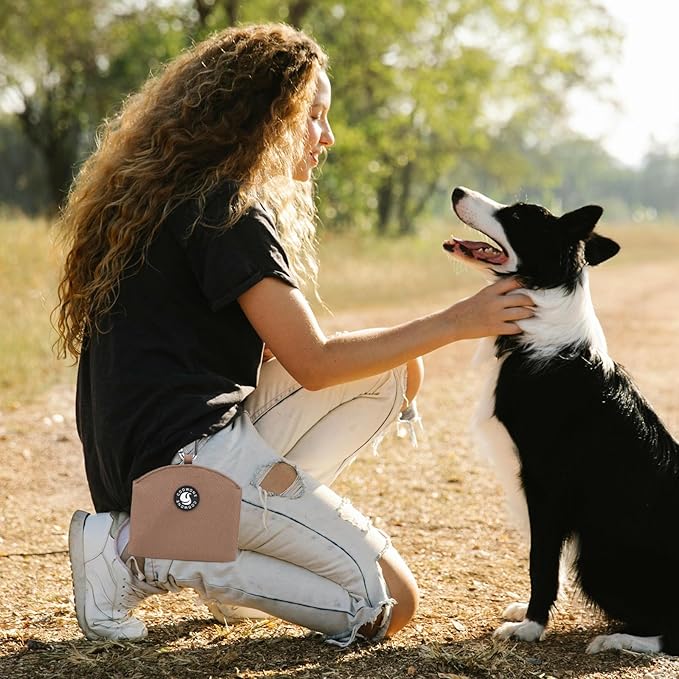 COOWONE Dog Treat Pouch Magnetic Closure Small Dog Training Treat Pouch Pocket Sized Small Dog Treat Pouch with Clip (Coffee)