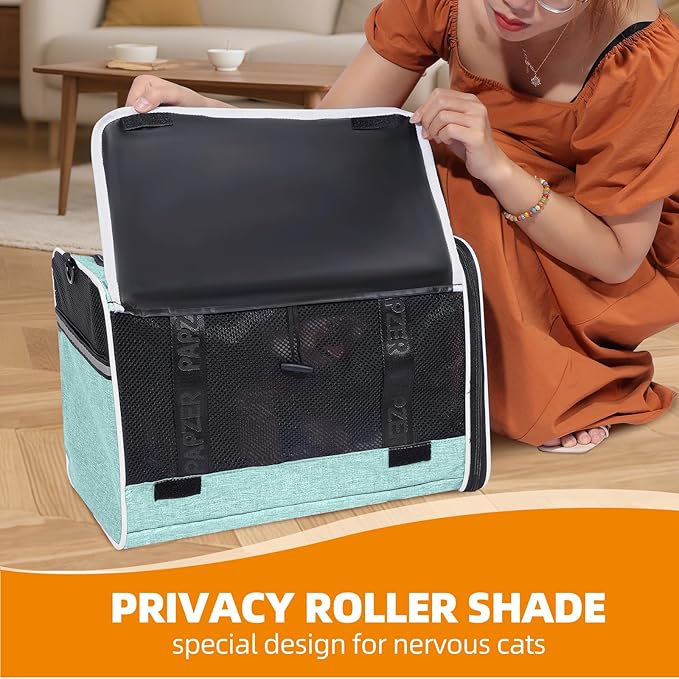 Top Load Medium Cat Carrier Private Curtain, United Approved TSA Pet Travel Crate Suitcase, Soft-Sided Small Dog Vet Friendly Carry Bag 18 x 11 x 11 Inch Delta, American Airline Undereat Teal