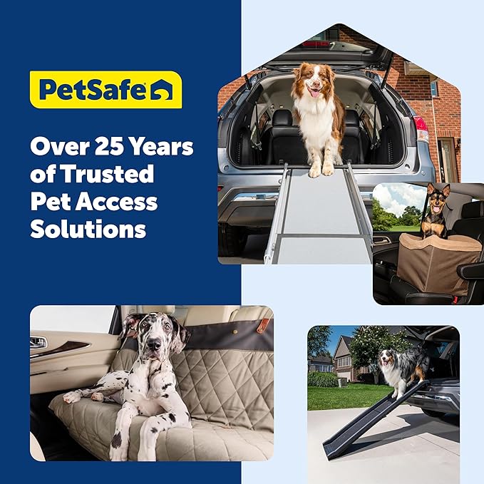 PetSafe Happy Ride Compact Telescoping Dog Ramp - Portable Pet Ramp for Cars, Trucks & SUVs with Adjustable Sizing - Non-Slip Design - Lightweight Pet Mobility Assistance - Compact