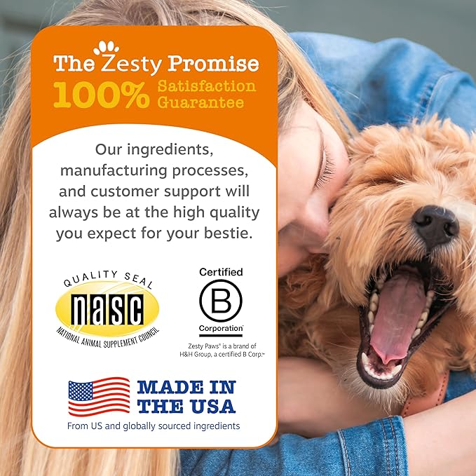 Zesty Paws Vet Strength Mobility Bites Beef & Bacon Flavor Hip & Joint Support Chews for Dogs with Glucosamine, Chondroitin, MSM, Hyaluronic Acid & Serrazimes - 90 Count
