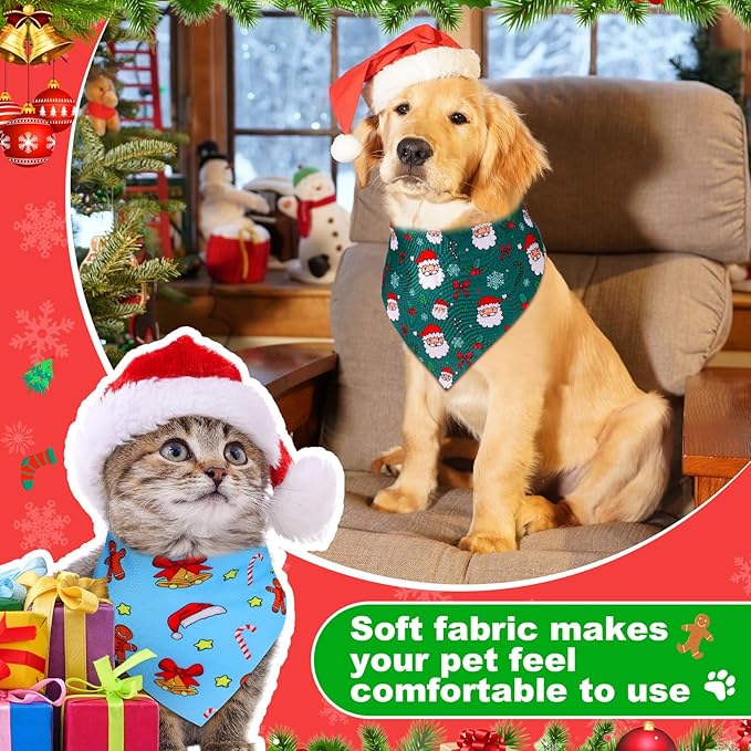 72 Pcs Dog Bandanas Bulk Triangle Scarf Cat Bibs Puppy Scarf Pet Bandanas for Puppy Cat Birthday Party Costume(Christmas)