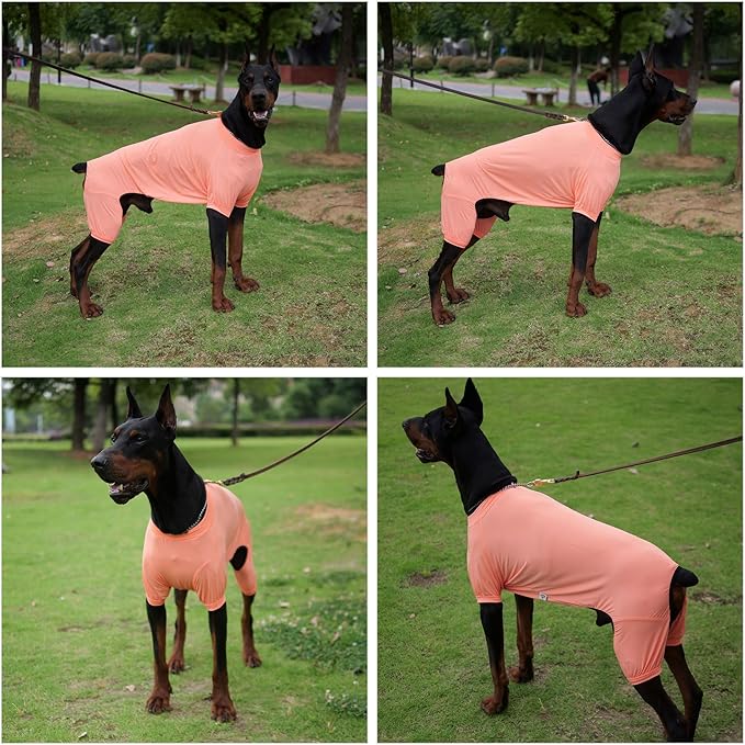 LoveLongLong Dog Jumpsuit with UV Protection and Quick-Dry Fabric for Spring Summer Pet Pajamas Lobster Pink XL