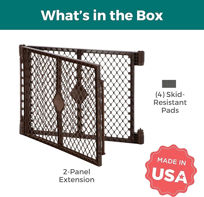 MyPet 2-Panel Extension for Petyard Passage: Made in USA. Freestanding. Increases Play Area up to 34 sq. ft. (26" Tall, Espresso)