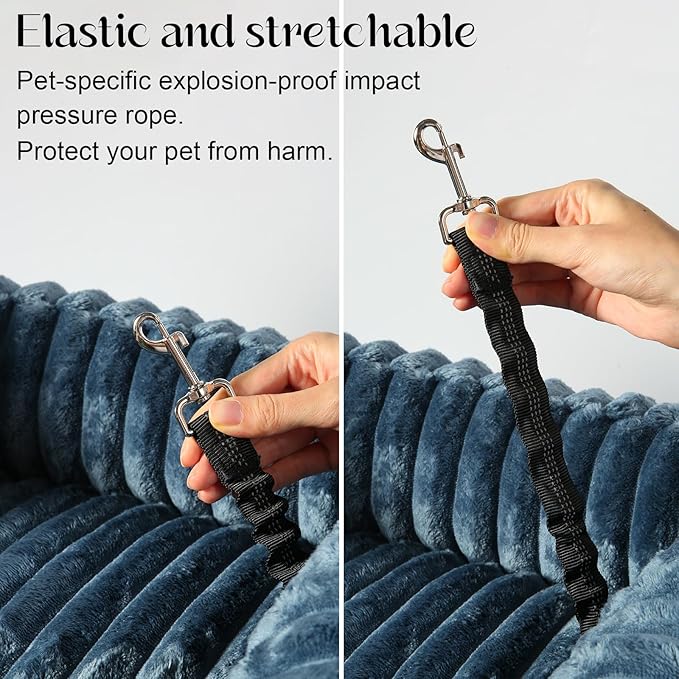 Dog Car Booster Seat, for Small Dogs Under 30 lbs, Detachable Washable Travel Bed with Storage Pockets and Safety Belt (SOMKY Blue, Medium)