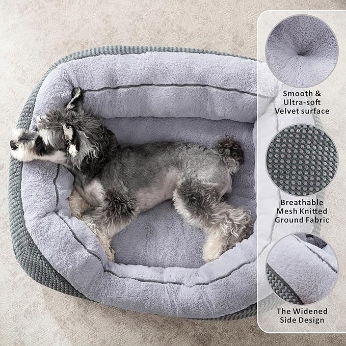 INVENHO Small Dog Bed for Small Dogs, Cat Beds for Indoor Cats Washable, Orthopedic Dog Bed, Warming Soft Calming Sleeping Puppy Bed Durable Pet Bed with Anti-Slip Bottom S(20"x19"x6")