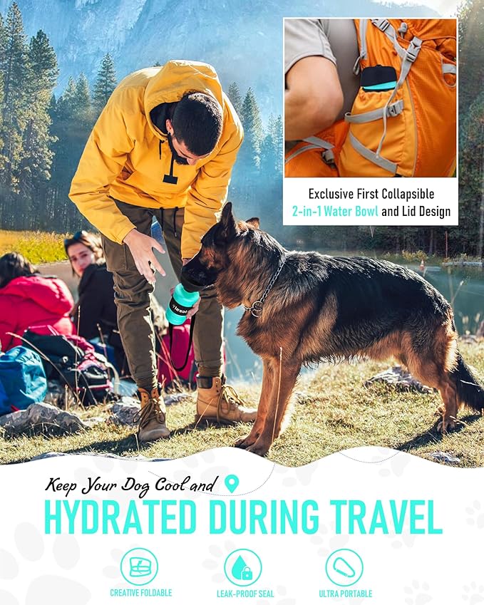 Lesotc Dog Water Bottle, Portable Dog Water Dispenser, Leak Proof Dog Travel Water Bottle Pet Water Bottle for Outdoor Walking, Hiking, Travel, BPA-Free, Lightweight
