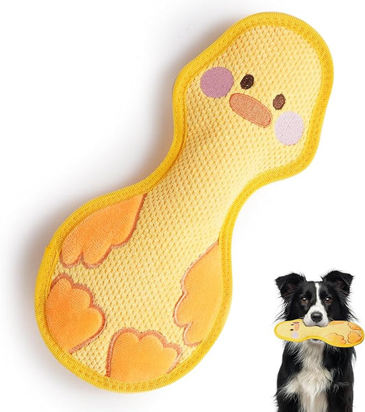 Nocciola Duck Squeaky Dog Toy, New 2025 Indestructible Dog Toy for Aggressive Chewers, Stuffed Toy with Two Tough Layers, Minky Plush for Comfort and Chewing, Yellow