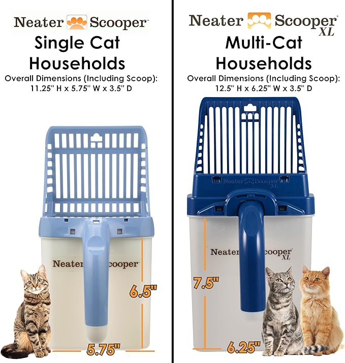 Neater Pet Brands Neater Scooper XL Cat Litter Scoop, 15 Refill Bags – Extra-Large Capacity Mess-Free Cat Litter Scooper with Bag for Large & Multiple Cats, Spill-Proof Litter Box Scooper with Holder