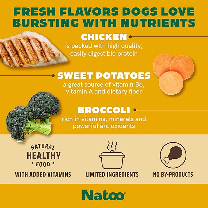 NATOO Dog Food Topper for Picky Eaters & Dog Treat (Chicken with Sweet Potato & Broccoli), Dog Toppers for Dry Food, Wet Meal Toppers for Dogs & Puppies, Limited Ingredient Dog Food, 3 oz (Case of 20)