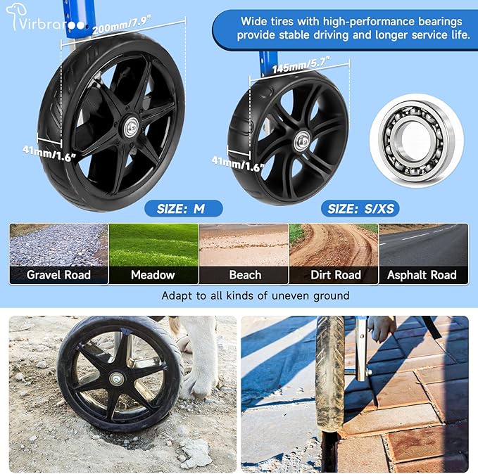 Dog Wheelchair for Back Legs with Upgraded All-Terrain Tires & Durable Bearings,Adjustable Dog Wheelchair for 11.8"-17.7" Lenght,22-35 lbs Disabled or Injured Small Dogs