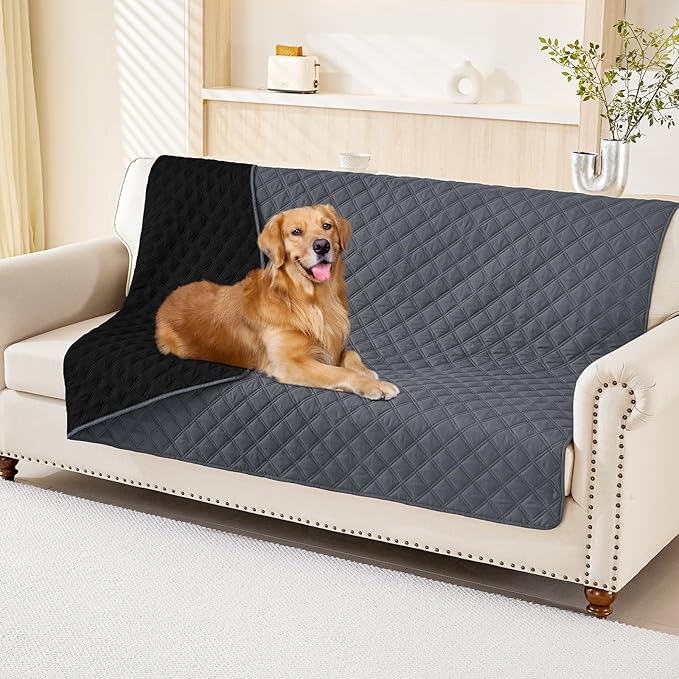 Smiry Waterproof Dog Blanket, Reversible Dog Bed Cover Pet Blanket, Soft Pet Couch Covers for Sofa Washable, Bed Couch Sofa Furniture Protector for Puppy Cat Kids (68"x82", Dark Grey/Black)