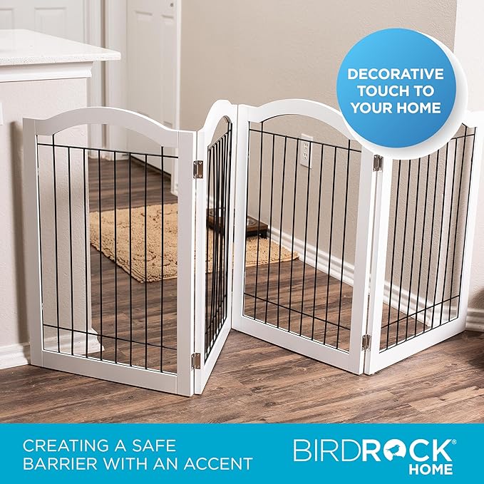 Internet's Best Wire Dog Gate with Arched Top - 4 Panel - 30" Tall - White