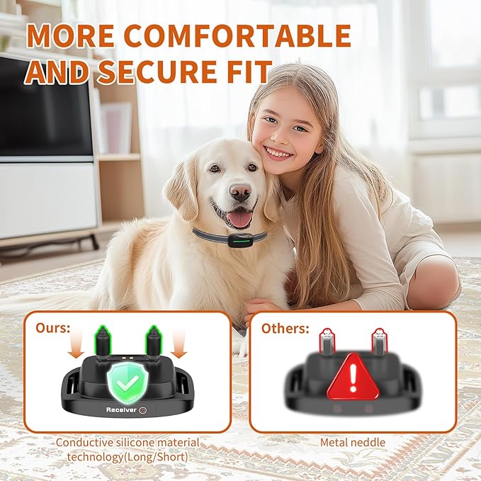 Dog Training Shock Collar 4000FT Dog Bark Collar with Remote IP67 Waterproof 4 Training Modes Beep Vibration Shock Light Mode Magnetic Charger Electric Dogs Collar 8-25 inches Double Shock Iron Black