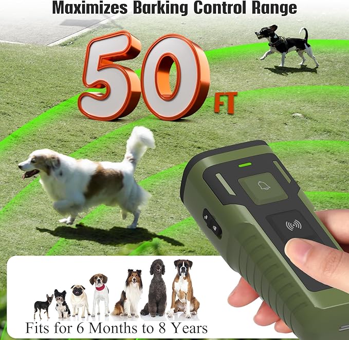 Dog Bark Deterrent Device Ultrasonic Anti-Barking Devices Up to 50FT Long Range & Rechargeable Dog Training Device Safe & Effective Portable Barking Control Devices for Dogs