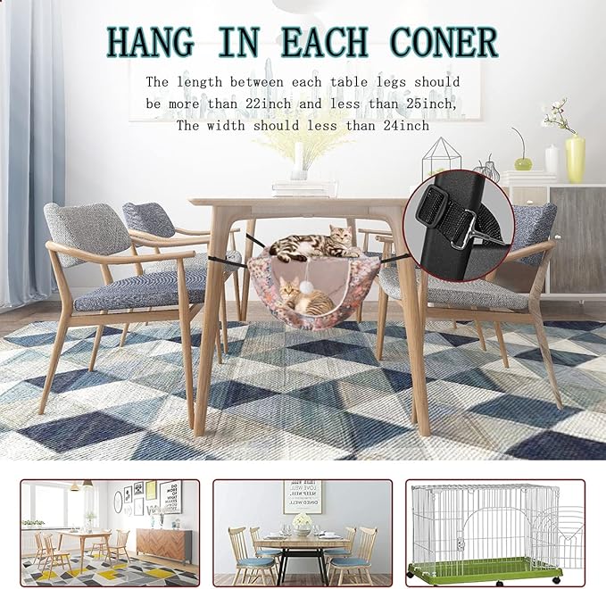 JSPYFITS Cat Cage Hammock,Double Layer Hanging Adjustable Soft Pet Bed Suitable for Kitten Ferret Puppy Rabbit or Small Pet,Hanging Bed for Pets,2 Level Indoor Bed for Any Season Pink Cat