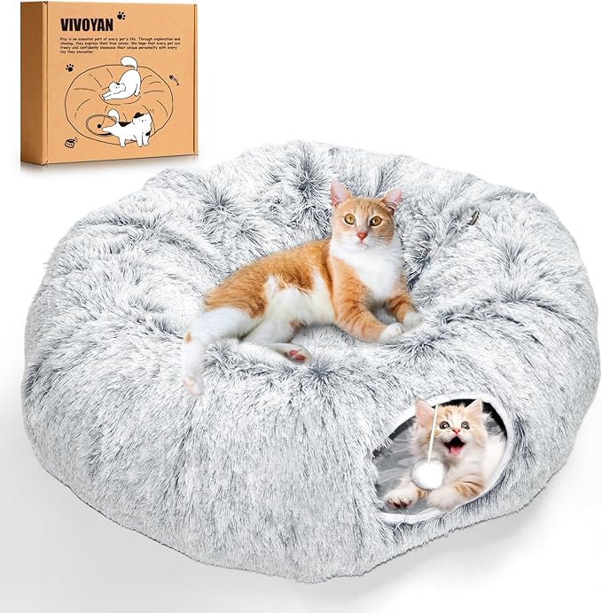 Multifunctional Cat Tunnel Toy - XL Interactive Cat Play Tunnel with Climbing Holes and Thick Resting Mat, Ideal for Mult Homes and Extended Playtime (Ash Gray)
