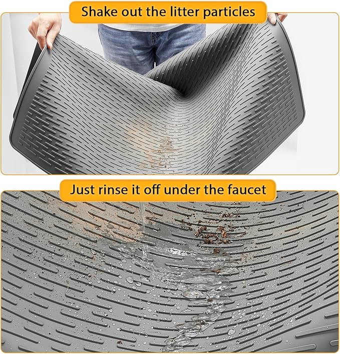 Cat Litter Mat,Waterproof Soft Litter Mat,39x27in Large Rubber Litter Box Mat,Washable Cat Litter Mat Litter Trapping Mat Easy to Clean,Indoor Floor Xl Kitty Litter Mat
