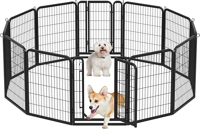 Yaheetech Dog Playpen Outdoor, 32 inch 12 Panels Dog Pen Indoor Heavy Duty Puppy Exercise Pen Metal Pet Fence for RV Camping/Yard/Garden