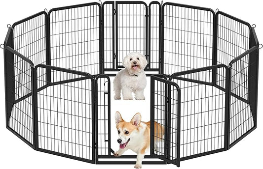 Yaheetech Dog Playpen Outdoor, 32 inch 12 Panels Dog Pen Indoor Heavy Duty Puppy Exercise Pen Metal Pet Fence for RV Camping/Yard/Garden