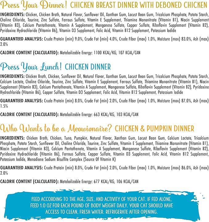 Weruva Wet Cat Food, The Chicken Lounge Paté Variety Pack, 5.5oz Can, Pack of 12