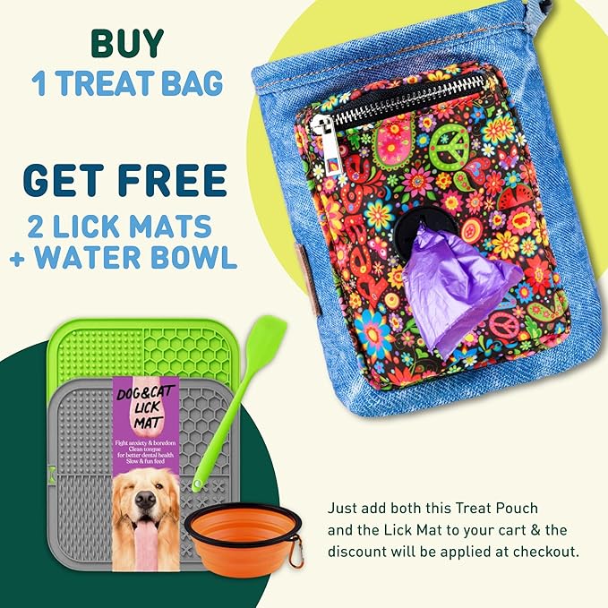 INSPECTOR TAIL Dog Treat Pouch w Cord Closure to Prevent Spills | 2 Cup Size | Hands Free - 4 Ways to Wear Tote | Pockets for Snacks Toys Poop Bags Keys Cards | Pet Training Walking & Rewarding Holder