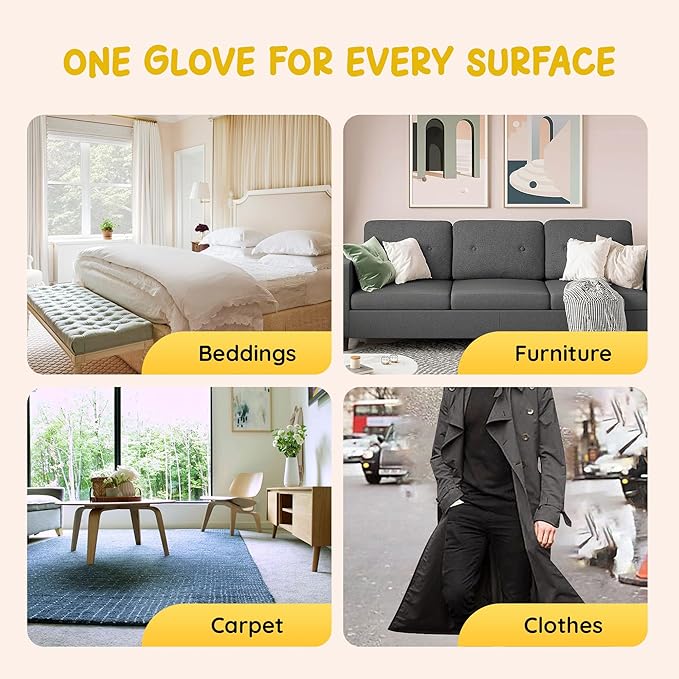 Pet Hair Removal Glove 1-Pack – Reusable Dog & Cat Fur Remover Mitts – Electrostatic Lint Removal Tool for Furniture, Clothing, Carpet & Car Seats (1)