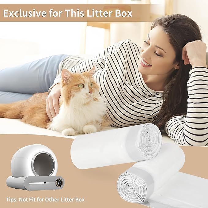 Replaced Waste Bags, Dxles Cat Litter Box Liners, 60 Count Heavy Duty Self-Cleaning Litter Box Liner Waste Receptacles Bags for Automatic Clean Kitty Litter Box -20" x 18"