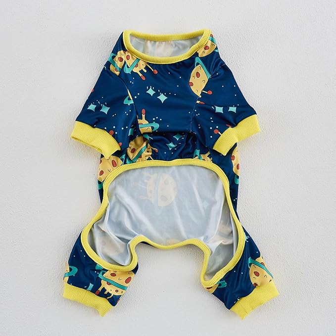 Dog Pajamas Onesie for Small & Medium Dogs - Polyester, Cozy, Wrinkle-Resistant Four-Legged Apparel (Blue Black, Medium)