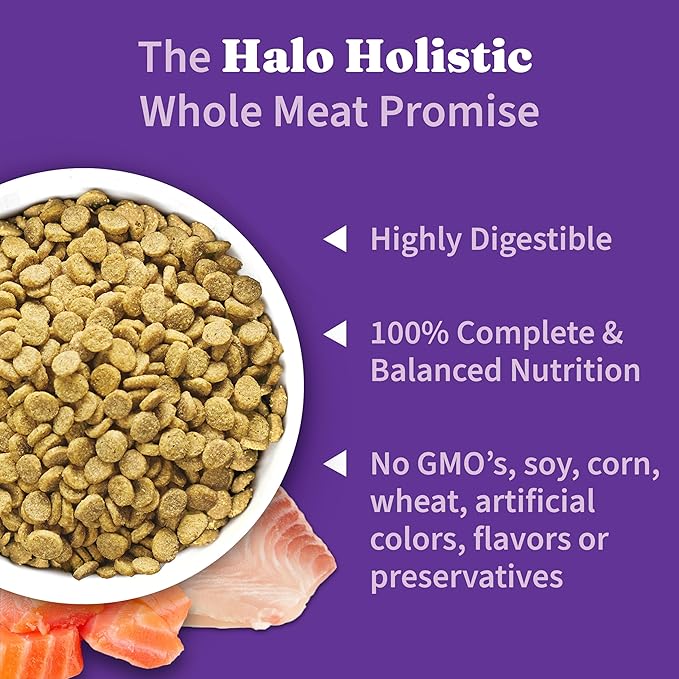 Halo Holistic Small Breed Dog Food, Wild Caught Salmon & Whitefish Recipe, Grain Free Dry Dog Food, for Healthy Weight Support, 3.5 lb Bag