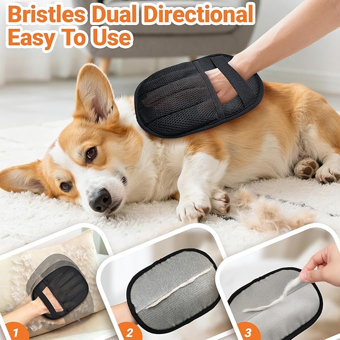 Pet Hair Removal Glove for Cats & Dogs,Electrostatic Pet Hair Remover Grooming Gloves Brush Tool for Laundry,Couch,Furniture,Carpet,Car Seat (Style 1)