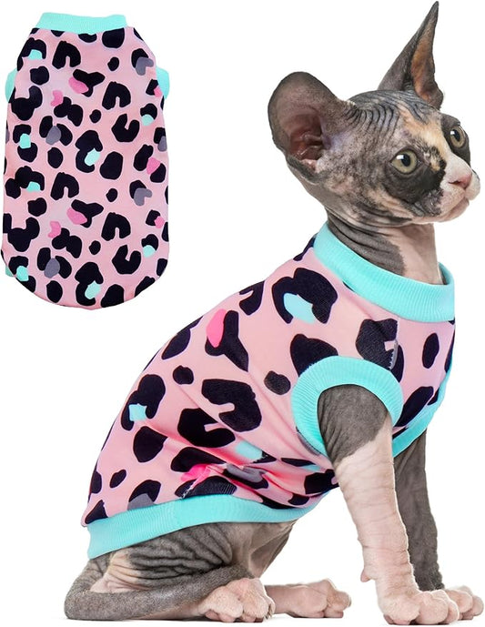 PUMYPOREITY Sphynx Cat Clothes - Soft & Stretchy Sweater Shirt, Pink, XS