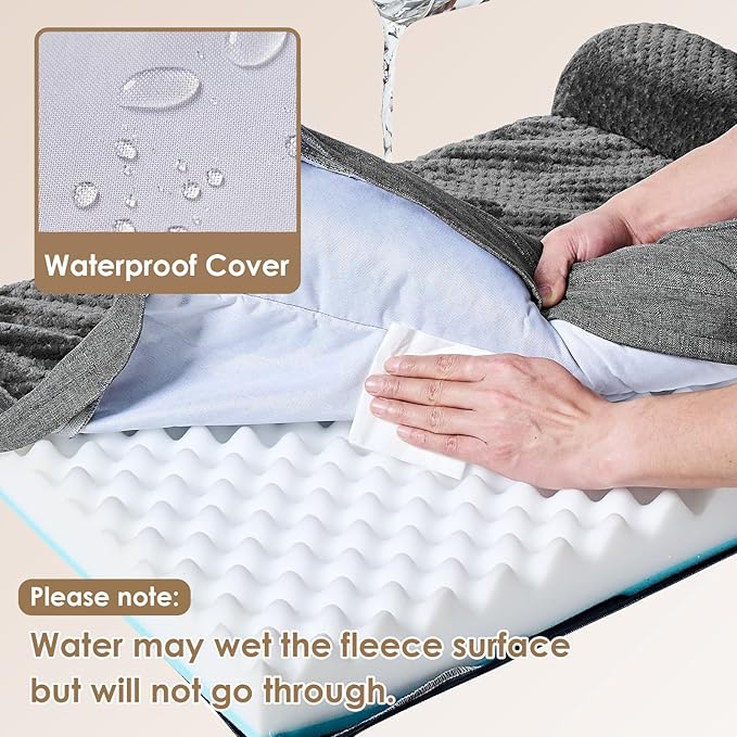 EHEYCIGA Memory Foam Dog Bed Large Sized Dogs, Waterproof Dog Bed Orthopedic with Washable Removable Cover, Non-Slip Pet Bed Couch, 36x27x6 Inches, Dark Grey