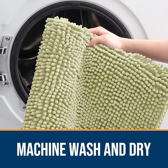 OLANLY Dog Door Mat for Muddy Paws 24x16, Absorbs Moisture and Dirt, Absorbent Non-Slip Washable Doormat, Quick Dry Chenille Mud Mat for Dogs, Entry Indoor Entryway Carpet for Inside Floor, Vanilla