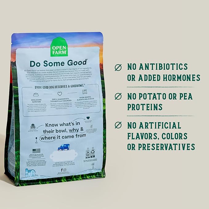 Open Farm Goodbowl, Oven-Baked Small Batch Dry Dog Food - Grass-Fed Beef & Brown Rice Recipe, Includes Non-GMO Produce & Grains, 3.5lb Bag (56oz Bag)