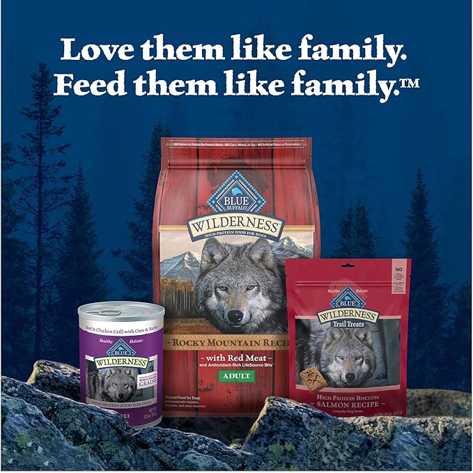 Blue Buffalo Wilderness High-Protein Rocky Mountain Recipe Dry Food for Adult Dogs, Red Meat & Grains, 13-lb. Bag