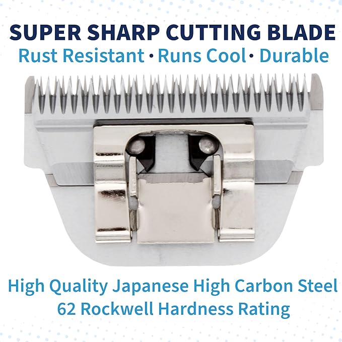 Detachable A Series Wide 10 Blade Dog Grooming Cut Length 3/32" - 2.4mm Japanese Carbonized Steel Wide Grooming Blades Compatible A5 Series Clippers for Dogs(10W)