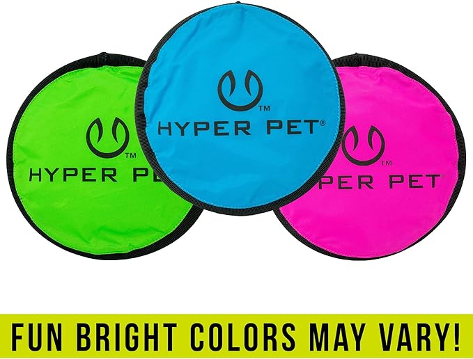 Hyper Pet Flippy Flopper Dog Frisbee Interactive Dog Toys [Flying Disc Fetch Toy Floats in Water & Safe on Teeth] (Colors Will Vary), Multicolor, 9"