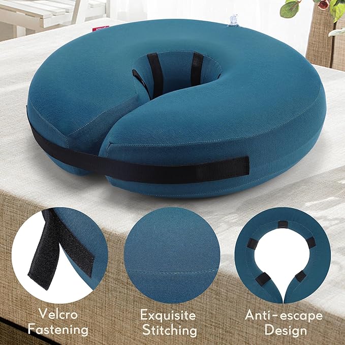 MIDOG Inflatable Dog Cone Alternative for After Surgery - Soft Protective Donut Collar Prevents Licking & Allows Eating, Comfortable Recovery E-Collar Alternative for Small Medium Large Dogs (Blue,S)