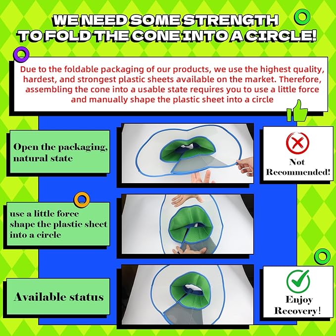 Hard & Heavy Plastic Dog Cone Collar Alternative for Small Dogs (Yorkshire Pomeranian), Adjustable Elizabethan Neck Protective Cone for Healing, Comfortable Pet Recovery Collar Cone of Shame Anti-lick